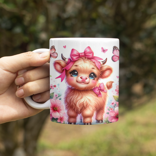 Cute Baby Highland Cow Coffee Cup