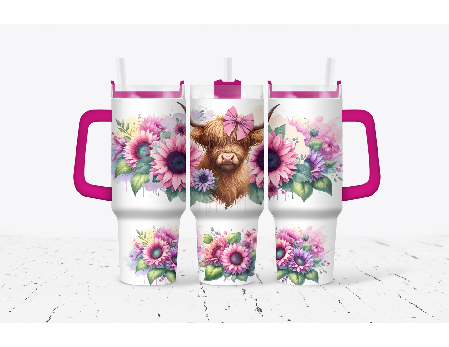 Pink Mama Highland Cow 40 oz. Thirst Quencher Cup