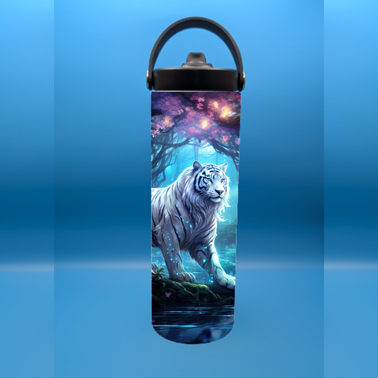 Mystical Forest White Tiger 20 oz. Sports Bottle