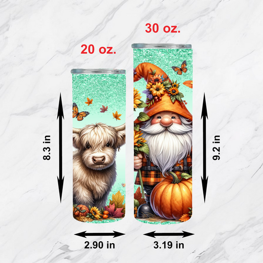 Autumn Gnome & Highland Cow Tumbler