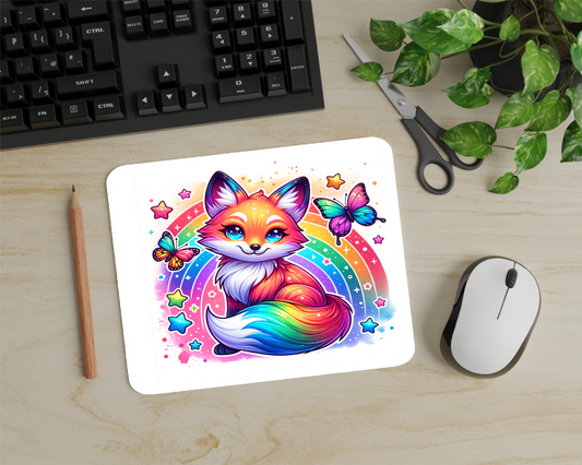 Rainbow Fox Mouse Pad