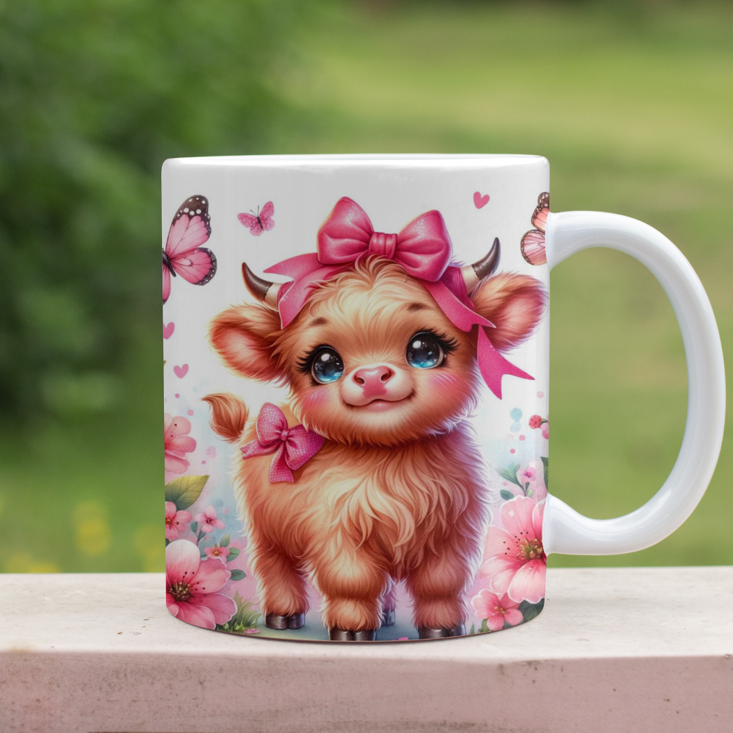 Cute Baby Highland Cow Coffee Cup