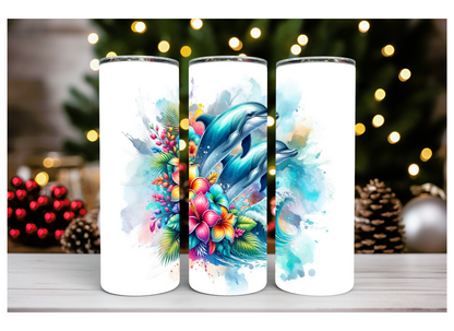 Floral Dolphins Tumbler