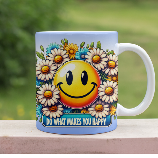Smiley Face "do What Makes You Happy" Coffee Cup