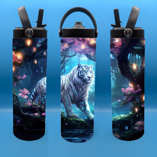 Mystical Forest White Tiger 20 oz. Sports Bottle