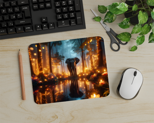 Elephant in Mystical Forest Mouse Pad