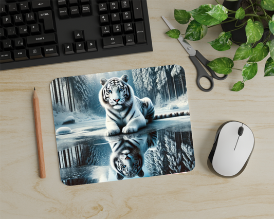 Winter Tiger Reflection Mouse Pad