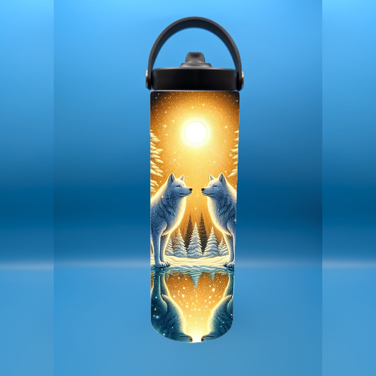 Forest Wolf Sunset 20 oz. Sports Bottle