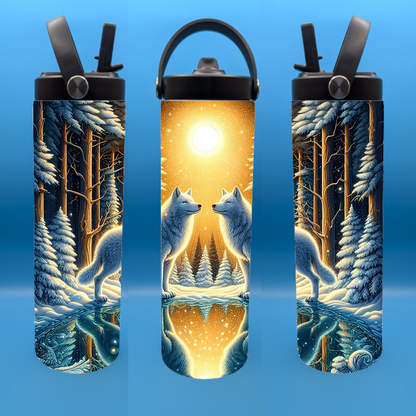 Forest Wolf Sunset 20 oz. Sports Bottle