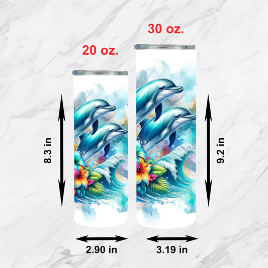 Floral Dolphins Tumbler