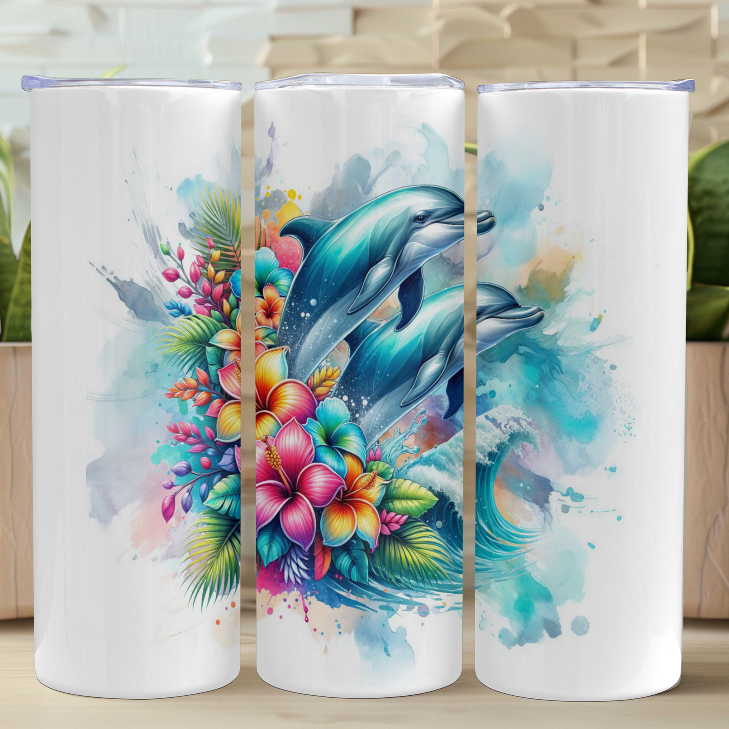 Floral Dolphins Tumbler