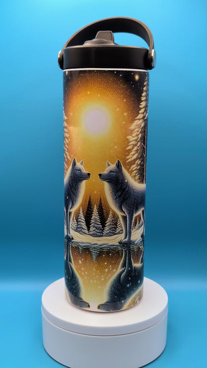 Forest Wolf Sunset 20 oz. Sports Bottle